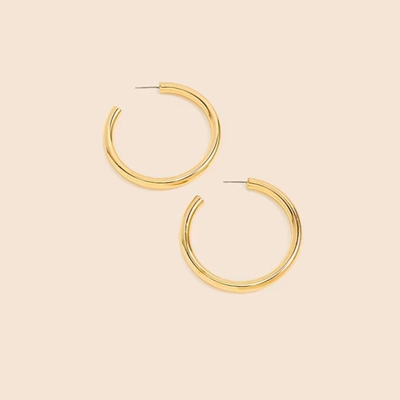 J. Crew Large 2" Gold Hoop Earrings - Picture 2 of 4
